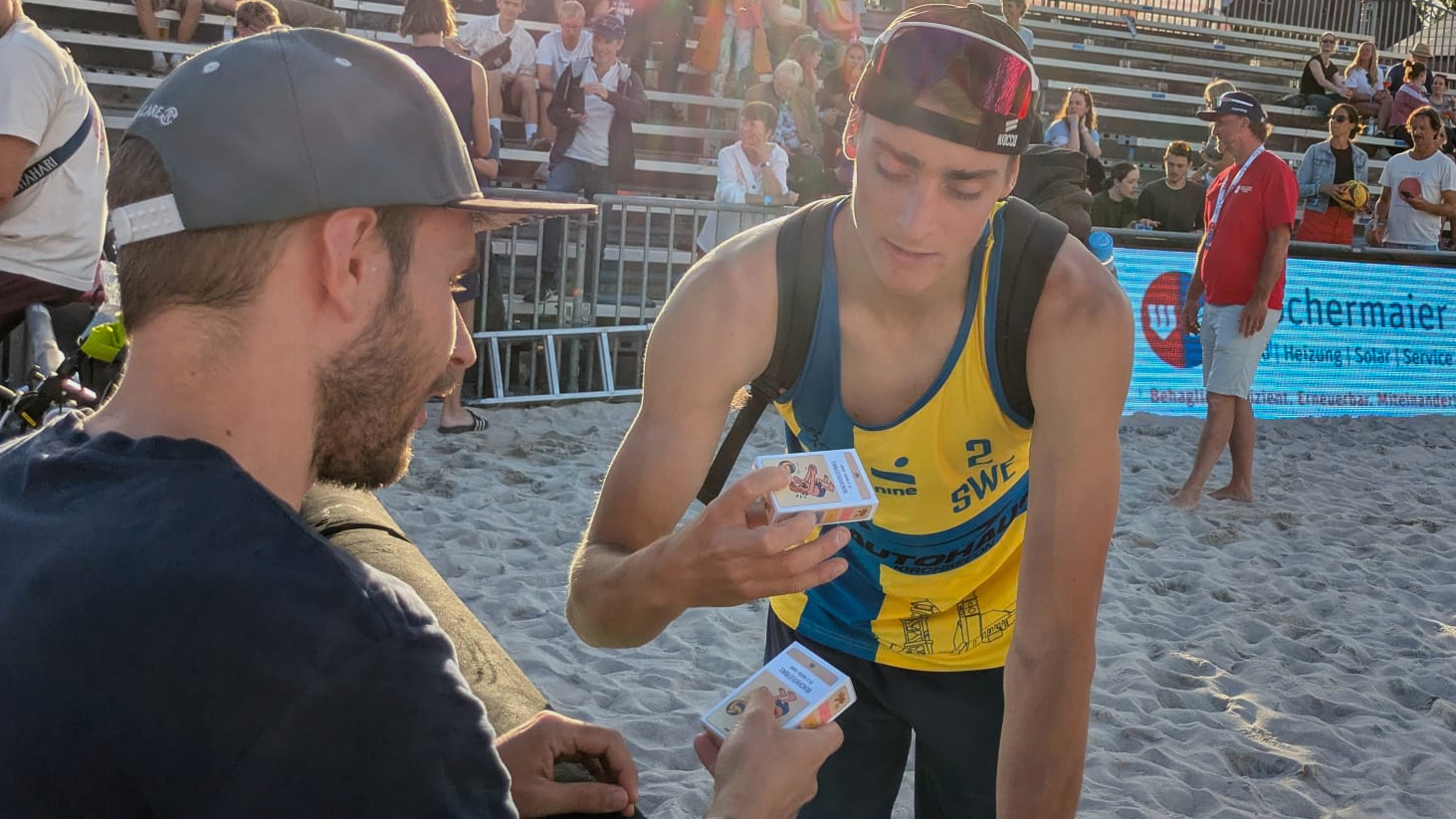 Beachvolleyball card game on a sunny table for volleyball fans