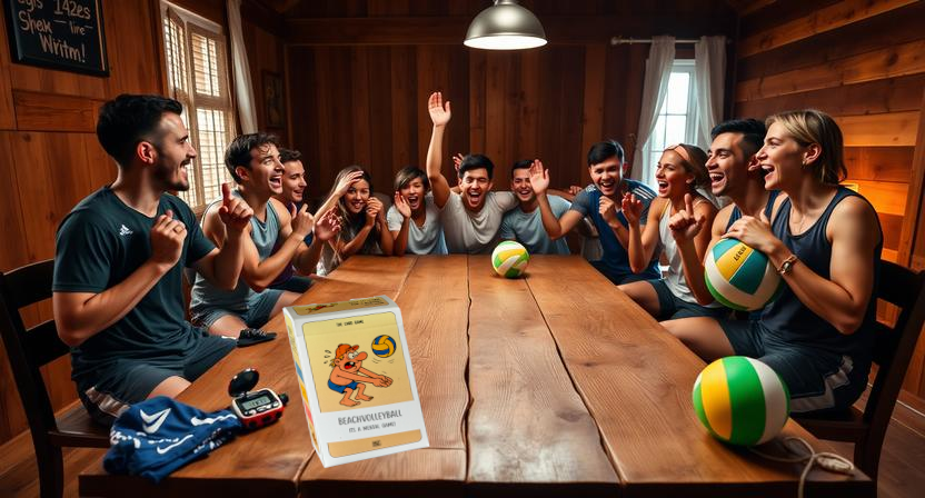 Board games for sports fans on a table surrounded by athletic gear