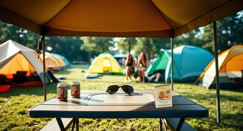 Festival games and card games at the campsite in summer